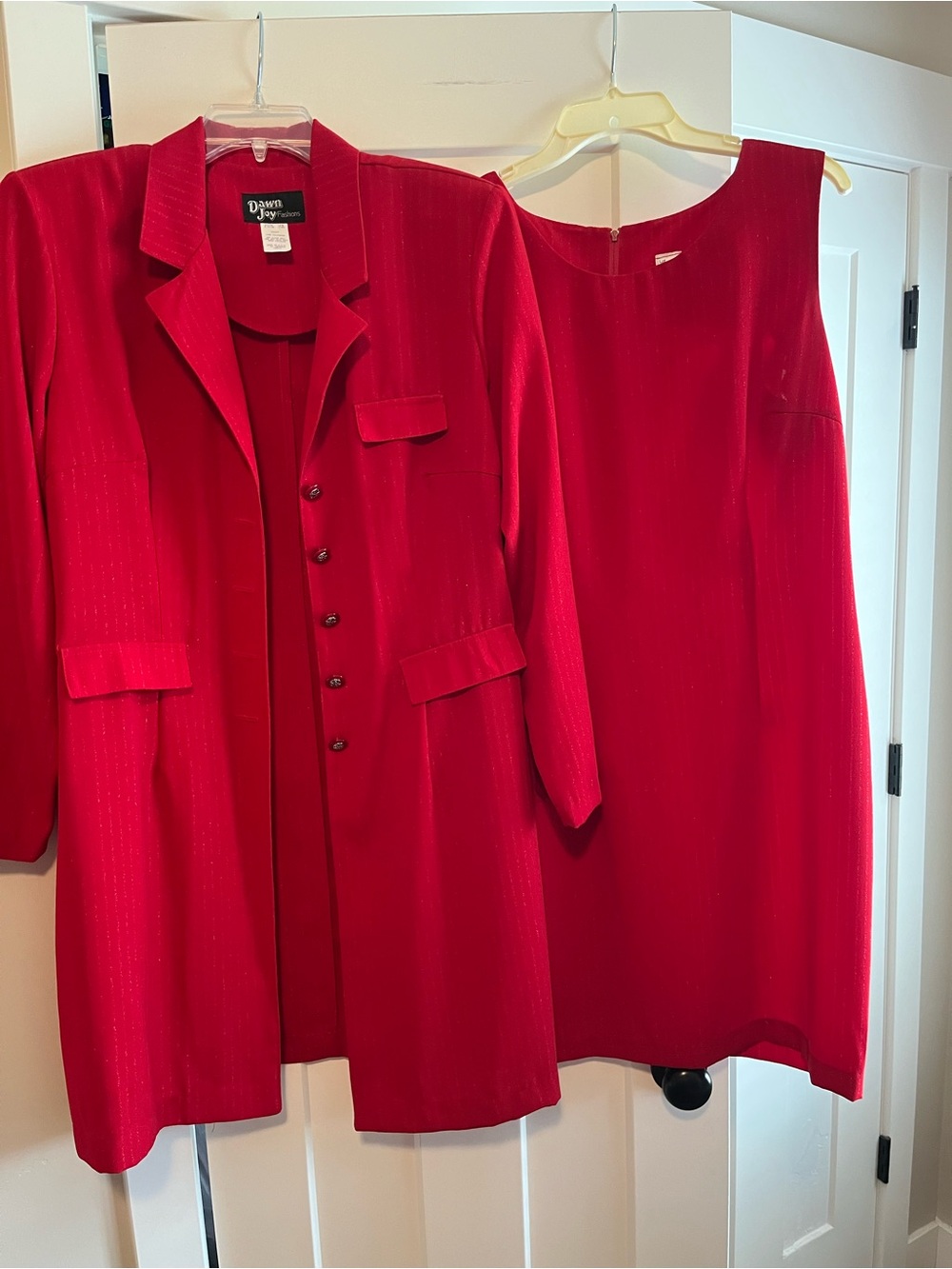 Dawn Joy Petite Red Dress Suit Set - Jacket & Dress